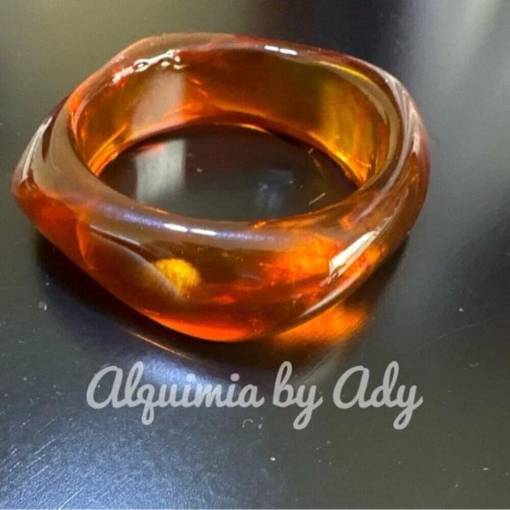 Amber color acrylic statement chunky maximalist vintage bracelet